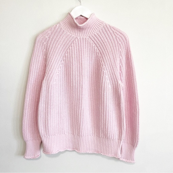BOGO! J. Crew Cotton Rollneck Sweater Chunky Knit Ballet Pink Size Small - Picture 3 of 9